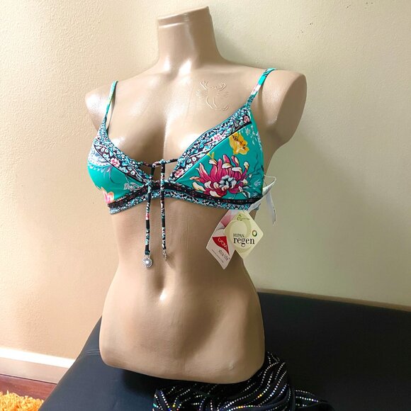 NWT Seafolly Australia Tassel floral recycled nylon bikini swim top 8 - Picture 13 of 16
